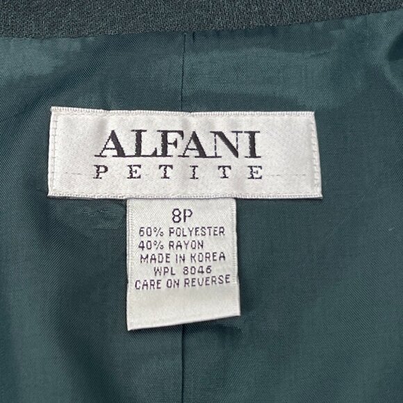 Alfani Military-Style Long Line Jacket Mandarin Collar Deep Green Size 8 Petite - Picture 6 of 16